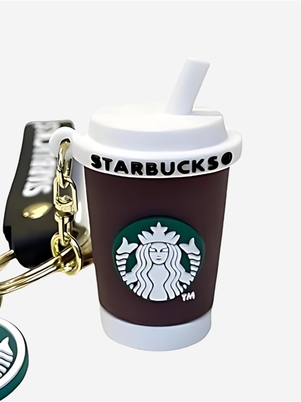 NWOT Starbucks-Style Cup Keychain - Brown w/White